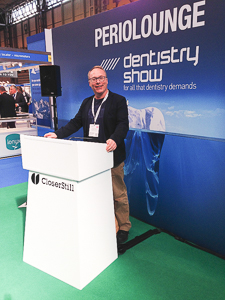 James taking to the podium at the Dental Show